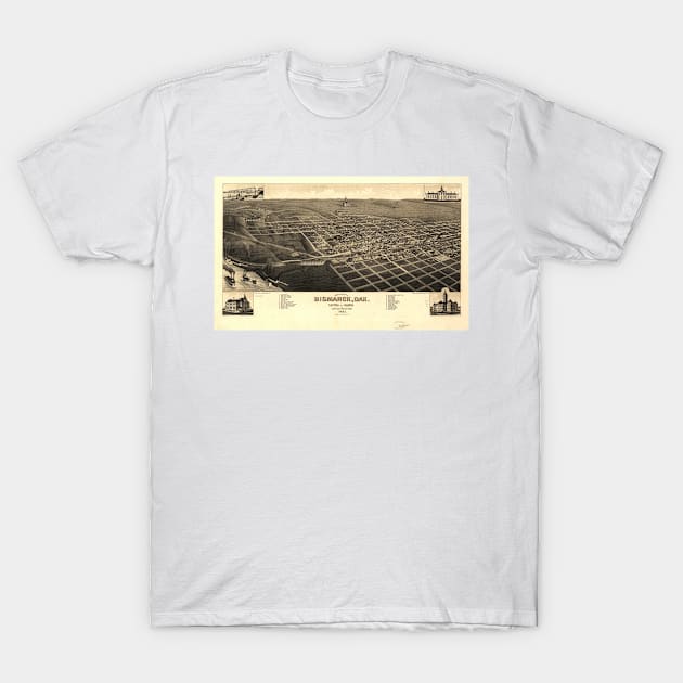 Vintage Bismark North Dakota Map (1883) T-Shirt by Bravuramedia